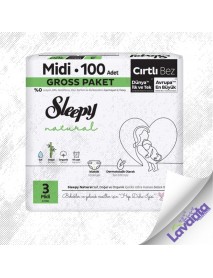 Sleepy Natural Gross Paket Bebek Bezi 3 Numara Midi 100 Adet