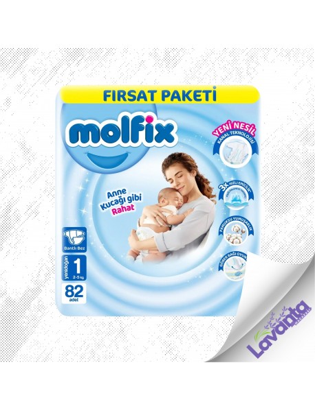 Molfix Bebek Bezi Fırsat Paketi 1 Beden 2-5 Kg 82 Adet