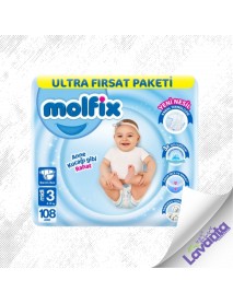Molfix Bebek Bezi Ultra Fırsat Paketi 3 Beden 4-9 Kg 108 Adet