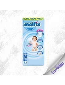 Molfix Bebek Bezi Ultra Fırsat Paketi 6 Beden 15+ Kg 62 Adet